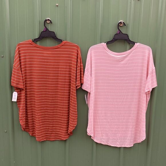 Elongated Soft Crewneck Tunic T-Shirts 2-Pack Size XXL - Picture 2 of 12